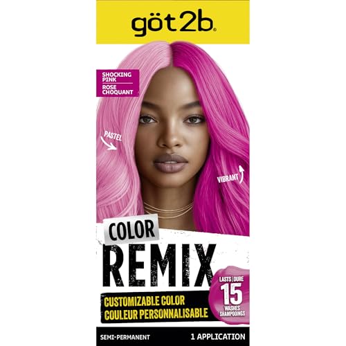 got2b Color Remix Semi-Permanent Hair Color, Shocking Pink 093, Customizable Temporary Hair Dye to Create A Vibrant or Pastel Shade, Easy At-Home Application, Lasts Up to 15 Washes