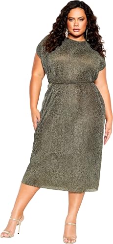 City Chic Women's Plus Size Dress-Luxe Shine, Bronze, 12