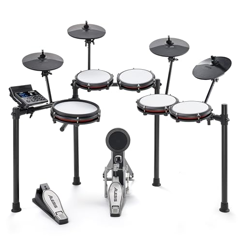 Alesis Nitro Max Kit 10 Piece Electric Drum Set with Quiet Mesh Pads, 10" Dual Zone Snare, Bluetooth, 440+ Sounds, Drumeo, USB MIDI, Kick Pedal