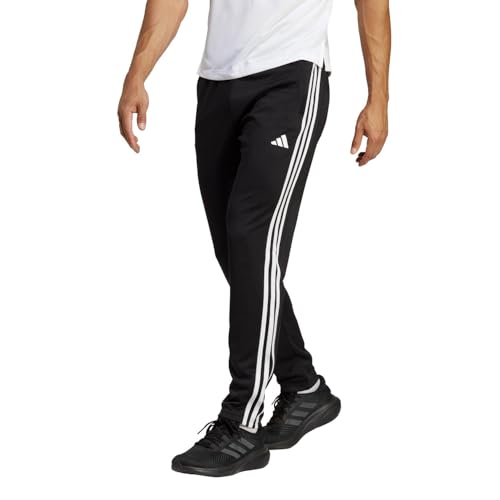 adidas Men's Train Essentials 3-Stripes Training Pants, Black/White, Small