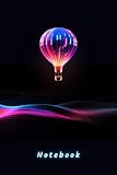 Notebook with Hot Air Balloon Neon style Cover, Hot Air Balloon Themed Gift For Hot Air Balloon Lovers - 4 x 6 - 120 Lined Pages