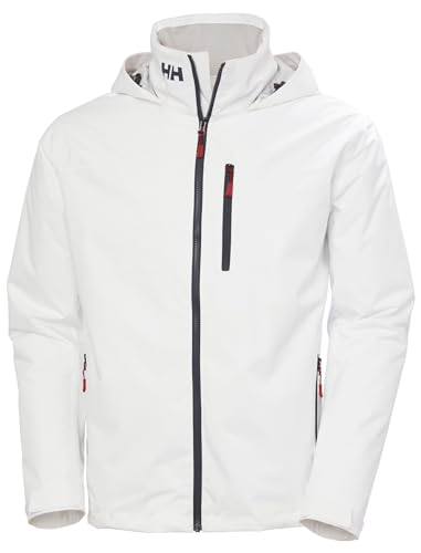 Helly-Hansen Crew Hooded Midlayer 2.0 Waterproof Jackets for Men with Insulated Windproof Sailing Fabric and Packable Hood, 001 White - L