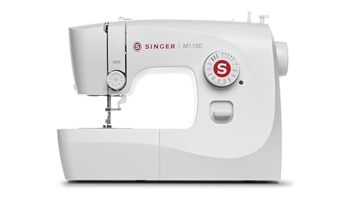 SINGER M1150 Portable Sewing Machine White – Accessories Included | 16 Stitches, Top Drop-in Bobbin, 4-Step Buttonhole, Free Arm, LED Light | Ideal Sewing Machine for Home Projects