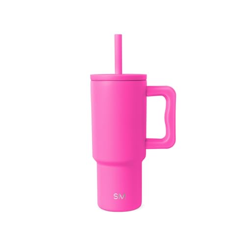Simple Modern Kids 24 oz Tumbler with Handle and Silicone Straw Lid | Spill Proof and Leak Resistant | Reusable Stainless Steel Bottle | Gift for Kids Boys Girls | Trek Collection | Raspberry Vibes