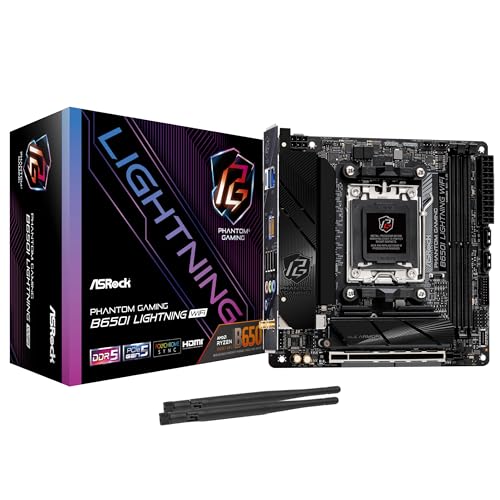 ASRock B650I Lightning WiFi 6E AMD Socket AM5 Ryzen 9000/8000/7000 Series B650 DDR5 7200+ (OC) MHz 128GB SATA3 6.0 Gb/s Mini ITX Motherboard M.2 2.5G LAN