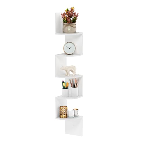 (-20%) Furinno Rossi 5-stufiges schwebendes Radial-Eckregal zur Wandmontage, Weiß
