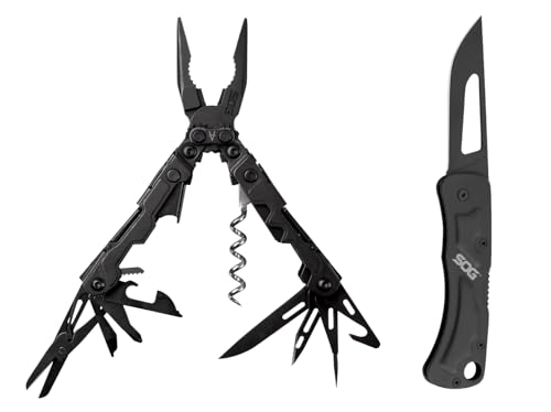 SOG PowerPint Mini Multi Tool - Utility Tool with 18 Lightweight Specialty Tools and SOG Centi II Folding Pocket Keychain Combo Set - Great Everyday Carry for Men or Women