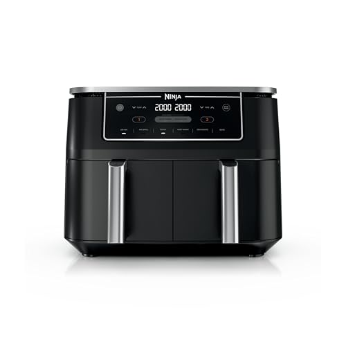 Ninja | Air Fryer | Finish Cooking Multiple Foods at the Same Time | 6-in-1 (Air Fry, Broil, Roast, Keep Warm, Dehydrate, Bake) | Fit up to 8lb Chicken Wings in the two 5 QT Baskets | DZ302
