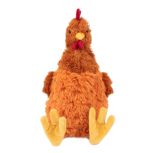 Best Pet Supplies Interactive Squeaky Dog Chew Toy, Ideal Dog Toys for Chewers, Small, Medium & Large Dogs, and Fetch Lovers - Crinkle Chicken (Brown), Large