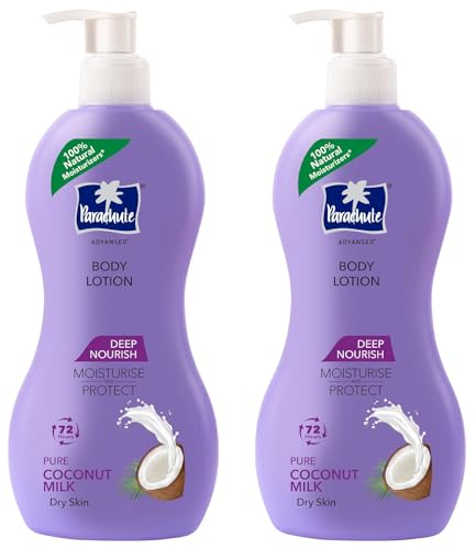 Parachute Advansed Deep Nourish Body Lotion for Women & Men, Dry Skin, 400ml | Pure Coconut Milk, 100% Natural, 72h Moisturisation (Pack of 2)