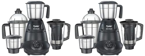 Prestige Iris Plus 750 W Mixer Grinder With 4 Jars (3 Stainless Steel Jars+ 1 Juicer Jar) 4 Super Efficient Stainless Blades 2 Years Warranty Black, 7