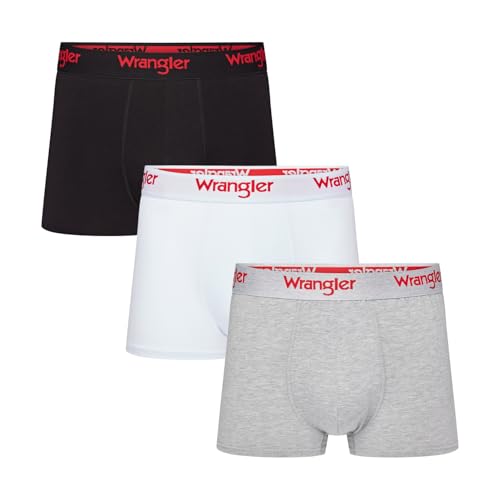 (-50%) Wrangler Herren Tasker Boxershorts (3er Pack), Schwarz/Weiß/Grau meliert, L