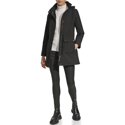 DKNY Women's Outerwear Softshell,Black,Small