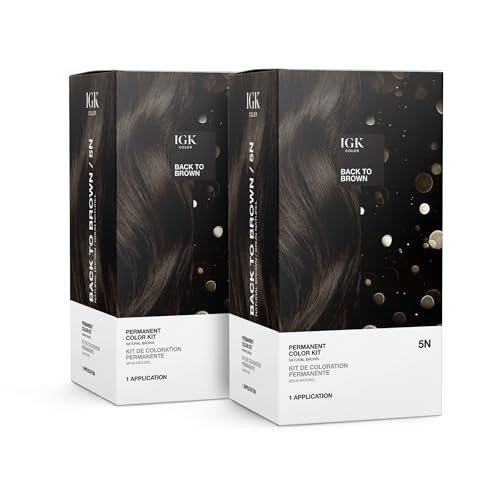 IGK Permanent Hair Dye Color Kit, Back To Brown 5N, 2 Pack