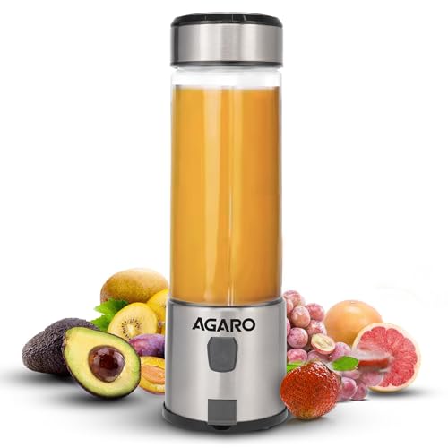 AGARO Galaxy Portable Blender for Smoothie & Milk Shakes, 450ml, USB Type C Rechargeable, 3000 mAh Battery, Mini Personal Blender for Home, Office, Gy