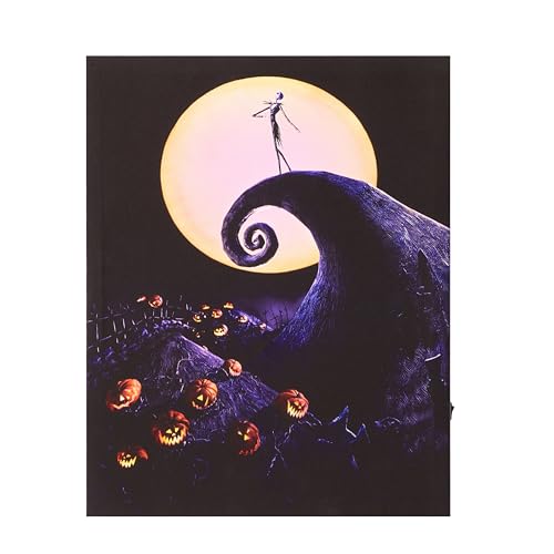 Idea Nuova Nightmare Before Christmas LED Light Up Canvas Wall Art featuring Jack Skellington, 11" W x 14" H