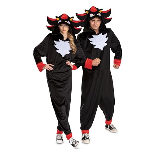Disguise Sonic Shadow Adult Costume, Official Sonic Movie 3 Hooded Jumpsuit for Men and Women, Adults Size L/XL