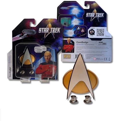 FAMETEK Star Trek The Next Generation Chirping Communicator Badge, TNG ComBadge NON BLUETOOTH Version, Star Trek Memorabilia, Gifts and Collectibles