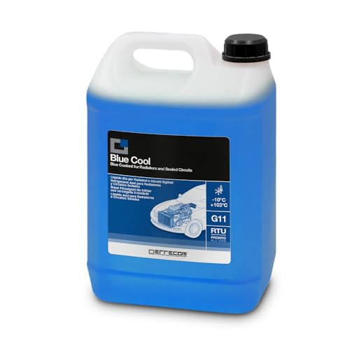 ERRECOM Blue Cool, Blue Coolant and Antifreeze -10°C/+103°C, Formulation with Nap Free inhibitor package, G11, Ready to Use, 5 Litre