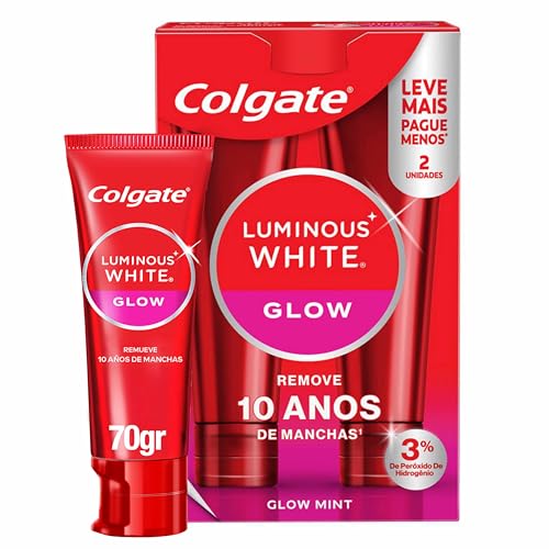 Colgate Creme Dental Clareador Luminous White Glow 2x70g | Kit 2 Unidades, 3% de Peróxido de Hidrogênio, Remove Mais de ...