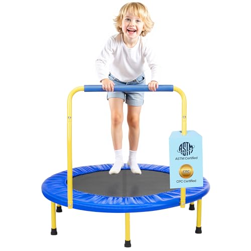 VEVOR 3FT Trampoline for Kids, 36" Trampolines Indoor/Outdoor Trampoline for Toddlers, Foldable Mini Baby Jump Toy with Foam Handle, Recreational Trampolines Birthday Gift for 3+ Years Kids