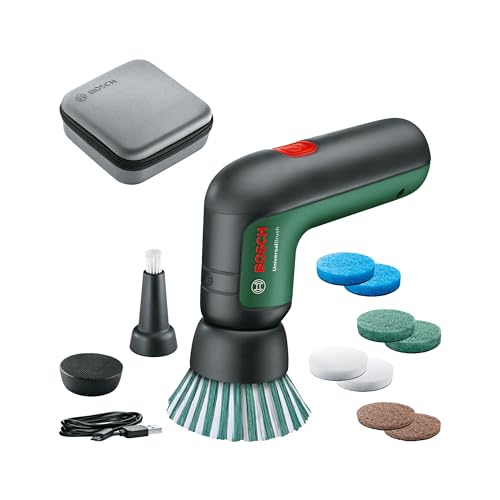 (-31%) Bosch Elektro-Reinigungsbürsten-Set UniversalBrush (für Badezimmer Fliesen, Küchenherd, Pfannen, Töpfe und mehr; 10 Reinigungsaufsätze enthalten; 3,6 V integrierter Akku; Micro-USB-Kabel; in Tasche)