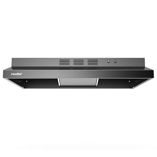 Comfee' Range Hood 30 Inch Ducted Ductless Vent Hood Durable Stainless Steel Kitchen Hood for Under Cabinet with 2 Reusable Filter, 200 CFM, 2 Speed Exhaust Fan