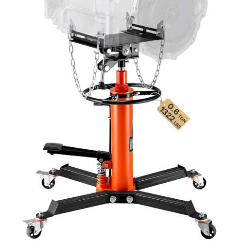 VEVOR Transmission Jack, 1322 LBS Hydraulic Telescoping Transmission Jack, 32"-67" High Lift Transmission Jack Stand with Foot Pedal, 360° Swivel Wheel