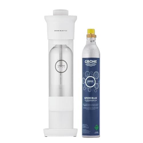 GROHE Blue Fizz Sparkling Water Maker Starter Set (with CO2 Level Preset, BPA-Free Water Bottle 850ml, CO2 Bottle 425g), White, 31941L00