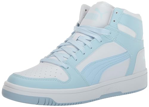 PUMA Womens Rebound Layup Sneaker, Womens White-ICY Blue, 8
