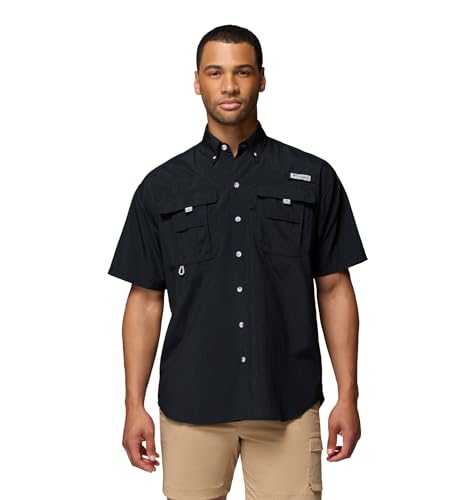 Columbia Mens PFG Bahama II Short Sleeve Fishing Shirt, Black, X-Large