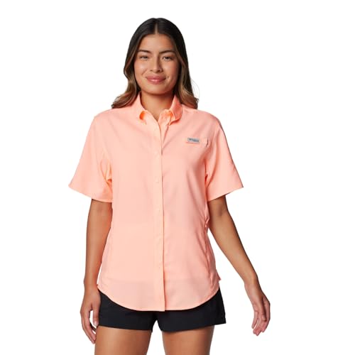 Columbia Womens PFG Tamiami II Short Sleeve Fishing Shirt, Tiki Pink, X-Large