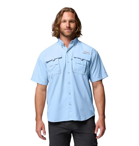 Columbia Mens PFG Bahama II Short Sleeve Fishing Shirt, Sail, Large