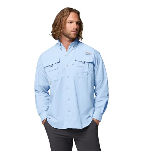 Columbia Mens PFG Bahama II Long Sleeve Fishing Shirt, Sail, XX-Small