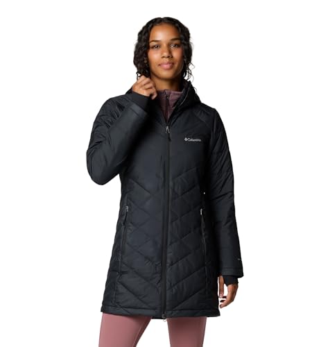 Columbia Womens Heavenly Long Hooded Puffer Jacket, Black, X-Large