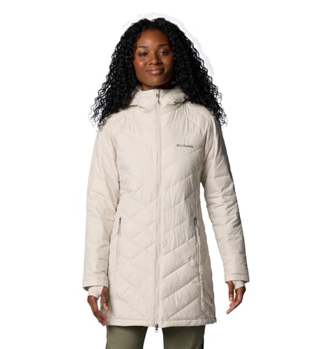 Columbia Womens Heavenly Long Hooded Puffer Jacket, Dark Stone, Large