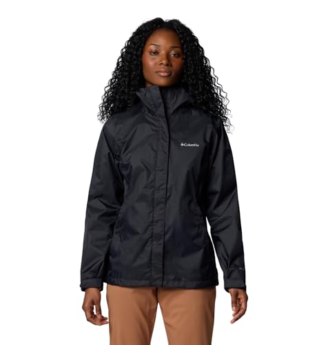 Columbia Womens Arcadia II Waterproof Rain Jacket, Black, XX-Large
