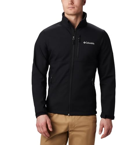 Columbia Mens Ascender Softshell Full Zip Rain Jacket, Black, 3X