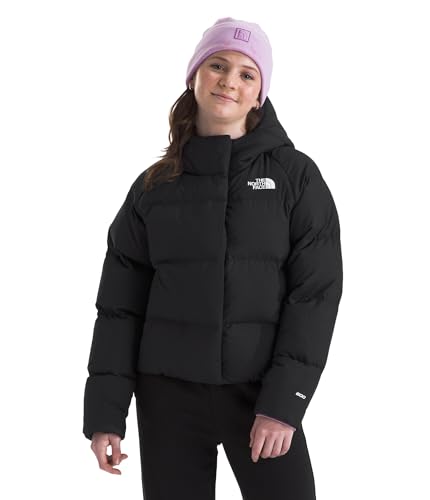 THE NORTH FACE Girls� North Down Hooded Jacket | Water Repellent, 600 Fill Recycled Waterfowl Down, Insulated Hood, Secure Zip Pockets, TNF Black, Small