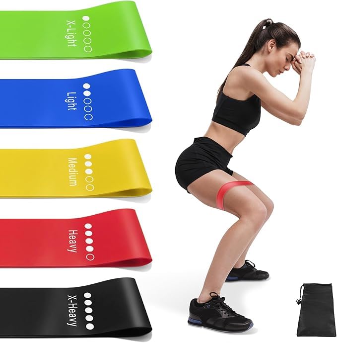 Resistance Bands for Working Out, Exercise Bands Resistance Bands Set with 5 Resistance Levels, Multi-Colored Workout Bands for Indoor & Outdoor Fitness, Leg Strength Training, Yoga (Multicolor)