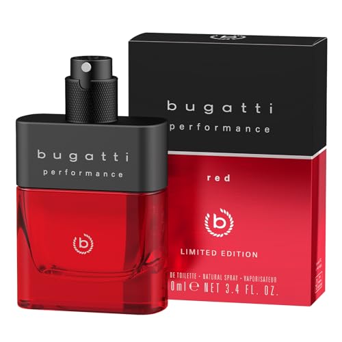 bugatti Performance Red Perfume Men's 100 ml I Oriental Fougères Eau de Toilette Men's Perfume with Grapefruit, Lavender, Patchouli & Sandalwood I Powerful with Masculine, Warm Forest Notes