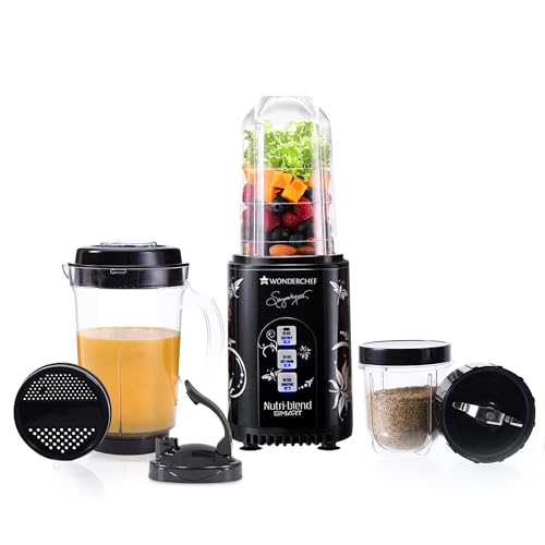 Wonderchef Nutri Blend Smart 3 Jar Automatic Mixer Grinder with Dual Pulse Function|22000 RPM|100% Full Copper Motor|3 Unbreakable Jars|500 W|2 Years 