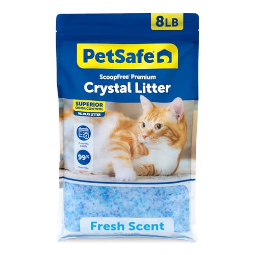 PetSafe ScoopFree Premium Crystal Cat Litter - Ultra-Absorbent Silica Universal Litterbox Crystals - Non-Clumping Odor Control - Fresh Scent - 8 lb Bag