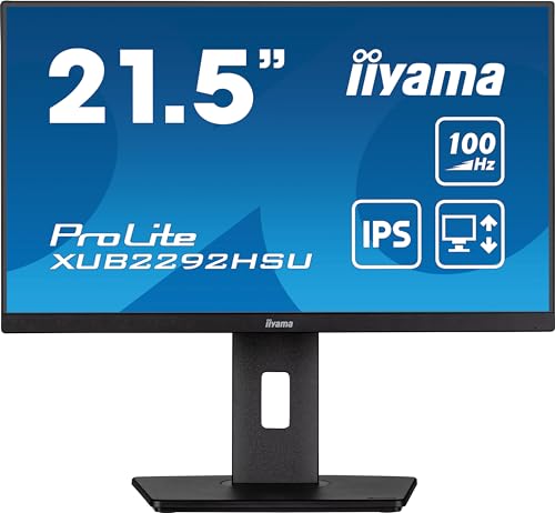 ⚡ BLITZDEAL (-36%) iiyama Prolite XUB2292HSU-B6 54,6cm 21,5" IPS LED-Monitor Full-HD 100Hz HDMI DP USB3.2 Höhenverstellung Pivot FreeSync schwarz