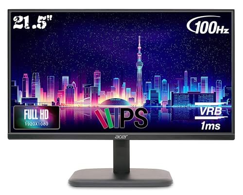 Acer EK220Q E3 abi 21.5 Inch IPS FullHD (1920x1080)Backlit LED LCD Monitor I 1MS VRB, 100Hz Refresh I 250 Nits I 99% SRGB I HDMI & VGA Ports with HDMI