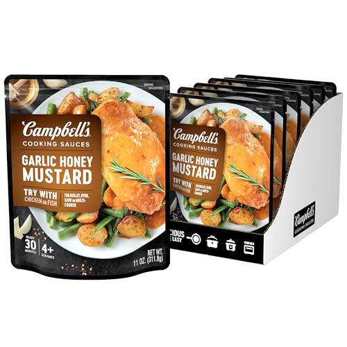 Campbell’s Cooking Sauces, Garlic Honey Mustard Sauce, 11 oz Pouch (Pack of 6)