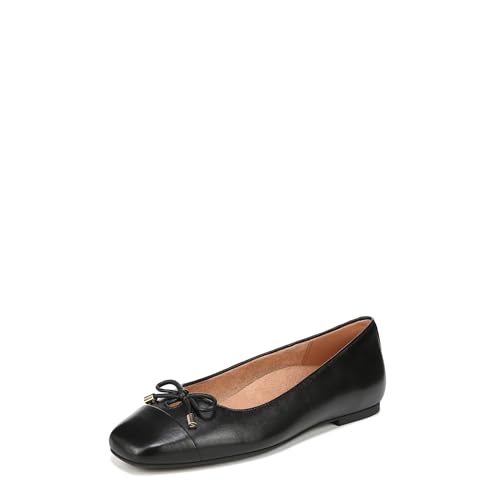 Vionic Women's Klara Ballet Flat, Black Leather, 8.5 Wide