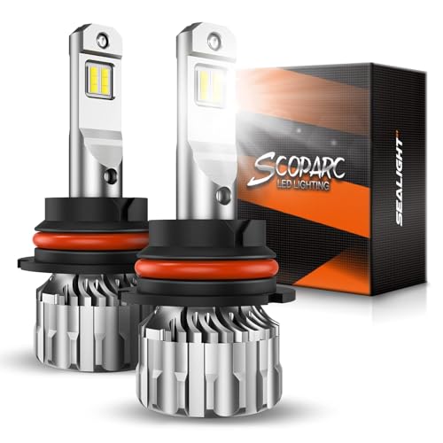 SEALIGHT 9004 Bulbs 38000LM Brighter, 6500K Xeon White S6 9004 Fog bulbs, 60000+ Ultra-long Life HB1 Dual Bulbs with Fan, 5 Min Plug-N-Play, Marker Light Assemblies, Pack of 2