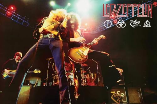 BUY ART FOR LESS Officially Licensed Led Zeppelin On Stage 24 x 36 Inch Poster - Vintage Style - Poster Paper - Ready to Frame