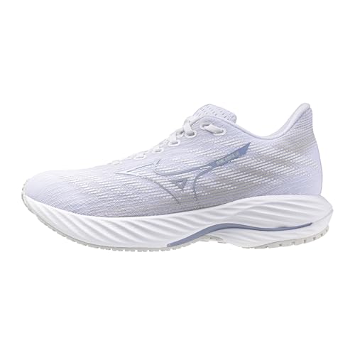 Mizuno Womens Wave Rider 28 Running Shoe, White-Nimbus Cloud, 9
